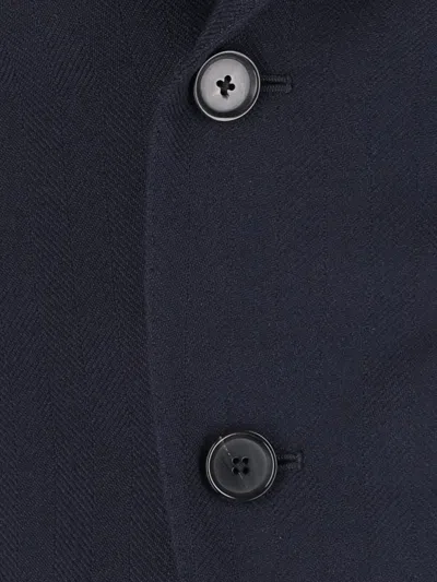 Caruso Tailored Black Herringbone Jacket With Notched Lapel In Blue