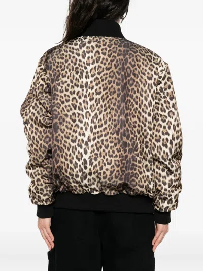 P.a.r.o.s.h . Reversible Leopard Print Bomber Jacket With Iconic Logo In Animal Print