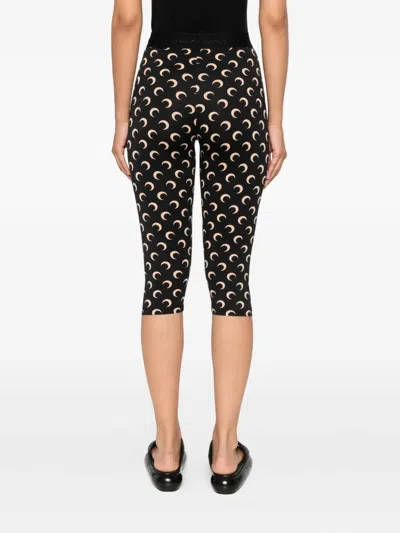 Marine Serre Recycled Moon Jersey Capri Leggings In Black