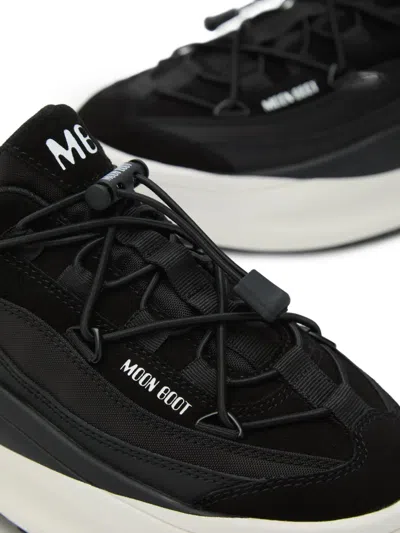 Moon Boot Fabric Sneakers With Chunky Sole And Pull Tab In Black