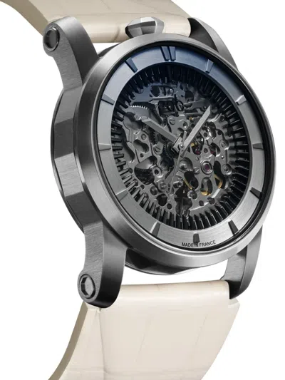Fob Paris Skeleton Leather 41mm In Silver