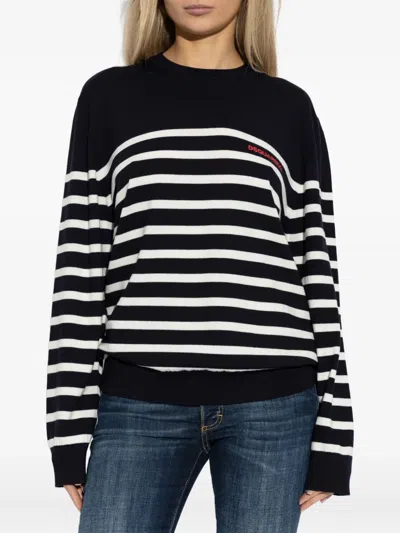 Dsquared2 Striped-pattern Wool Sweater In Blue
