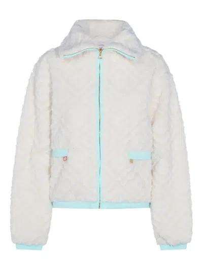 Casablanca Monogrammed Fleece Jacket In White