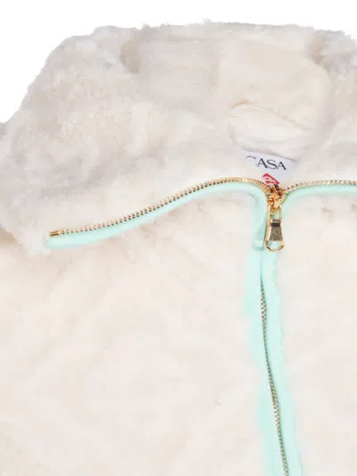 Casablanca Monogrammed Fleece Jacket In White