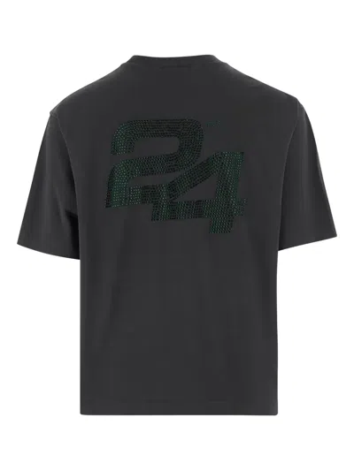 Summer Games Rhinestone-embellished Cotton T-shirt With Crew Neck In Black