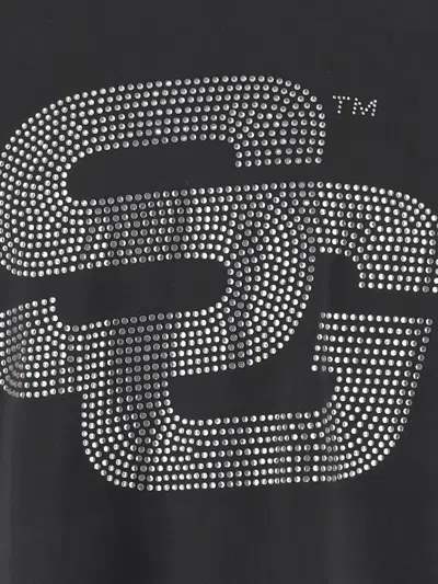 Summer Games Rhinestone-embellished Cotton T-shirt With Crew Neck In Black