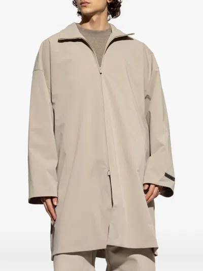 Essentials Timber Zip-front Coat In Neutral