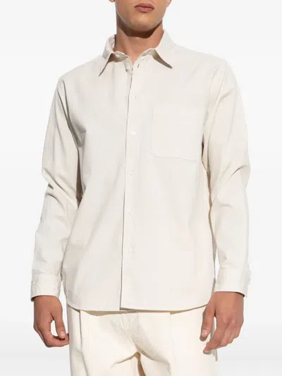 Samsoe & Samsoe Long Sleeve Button-down Shirt In White