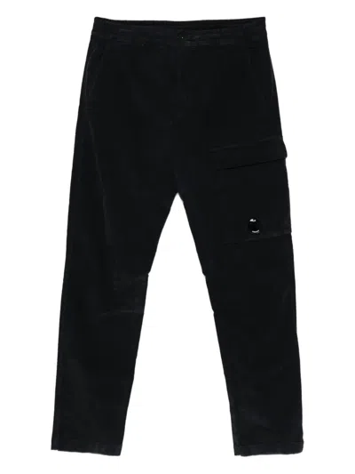 C.p. Company Black Linen And Cotton Blend Utility Trousers In Black