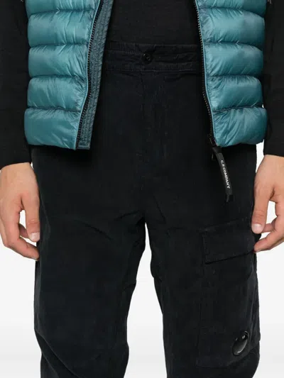 C.p. Company Black Linen And Cotton Blend Utility Trousers In Black