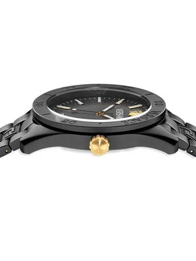 Versace V-dome Aluminum Bracelet Watch In Black