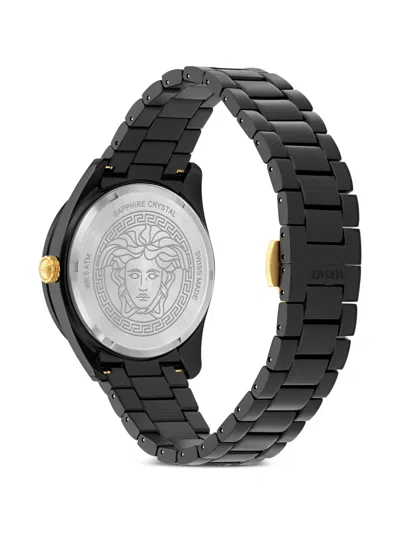 Versace V-dome Aluminum Bracelet Watch In Black