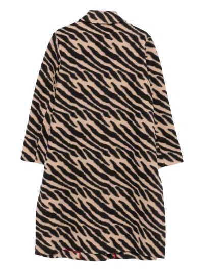 Marina Rinaldi Zebra-print Button Coat In Black