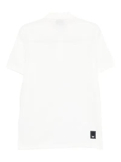 Emporio Armani Logo Cotton Polo Shirt In White