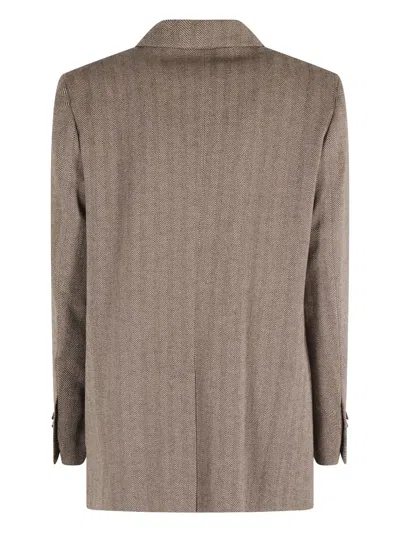 Seventy Herringbone Pattern Jacket With Top Breast Pocket In Brown