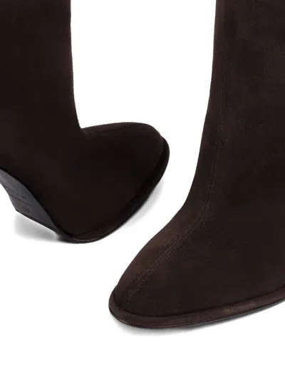 Le Silla 110mm Block-heel Suede Boots In Brown