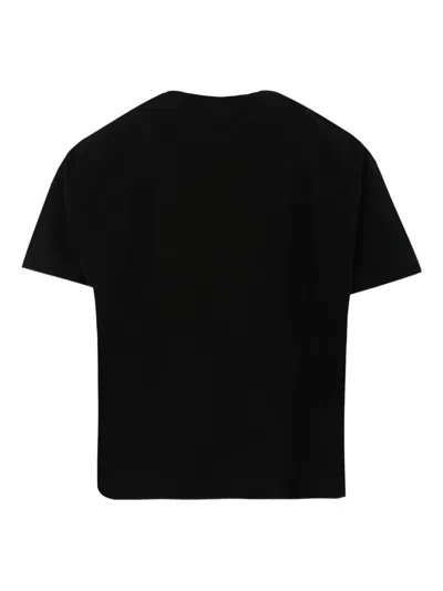 Msgm Leopard-print Logo T-shirt In Black