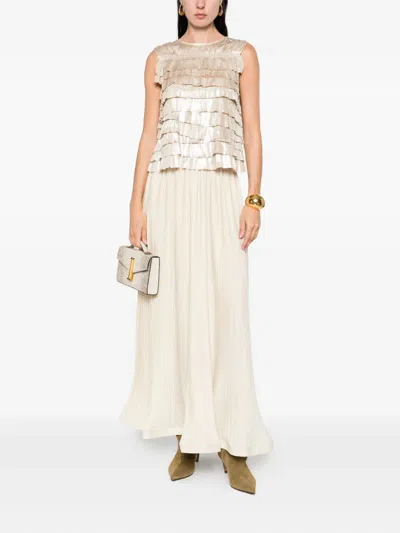 P.a.r.o.s.h Pleated Skirt In Neutral