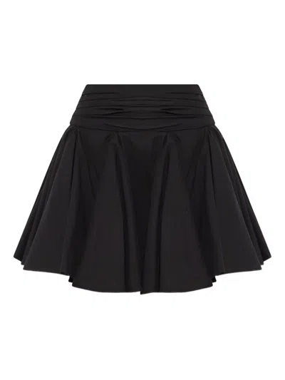 Allsaints Womens Black Tulip Draped Mid-rise Cotton Mini Skirt