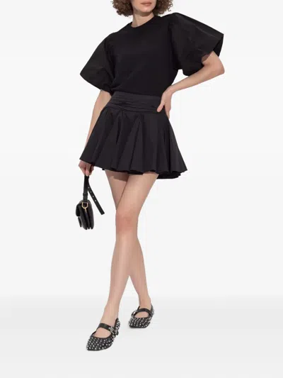 Allsaints Womens Black Tulip Draped Mid-rise Cotton Mini Skirt