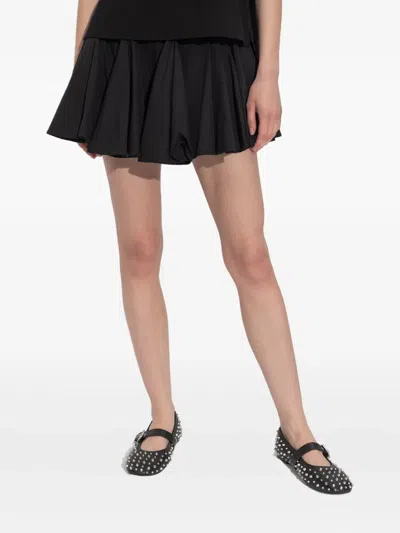 Allsaints Womens Black Tulip Draped Mid-rise Cotton Mini Skirt