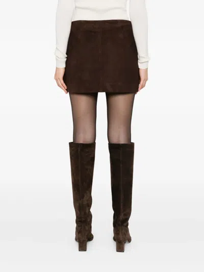 P.a.r.o.s.h Beaded Suede Mini Skirt In Brown