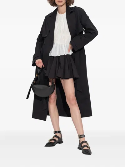 Allsaints Womens Antique White Melani Round-neck Gathered-bodice Cotton-blend Top