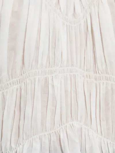 Allsaints Womens Antique White Melani Round-neck Gathered-bodice Cotton-blend Top