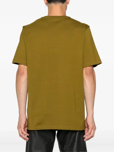Msgm Cotton T-shirt With Front Printed Logo In Green