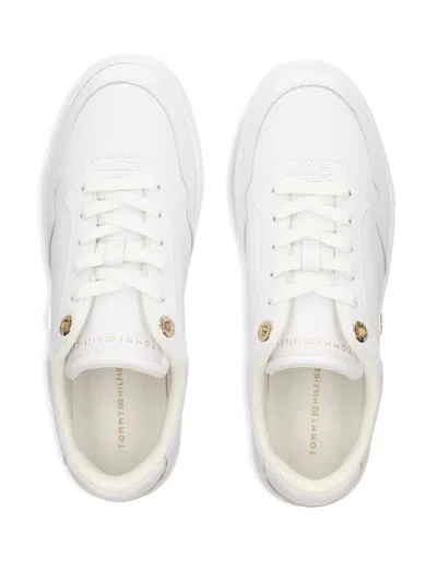 Tommy Hilfiger Metallic Leather Court Sneaker In White
