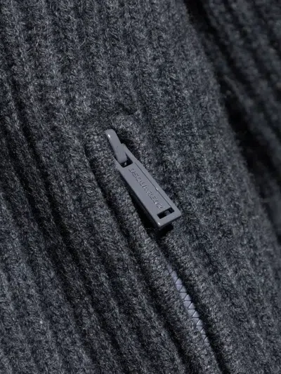 Dsquared2 Full-zip Cardigan With Mohair Inlay In Gray