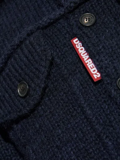 Dsquared2 Ribbed Cuffs Hem Collared Chest Pockets In Blue