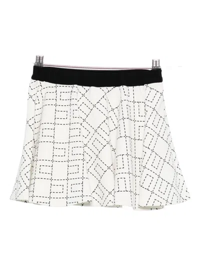Elisabetta Franchi La Mia Bambina Monogram-print Flared Skirt In White