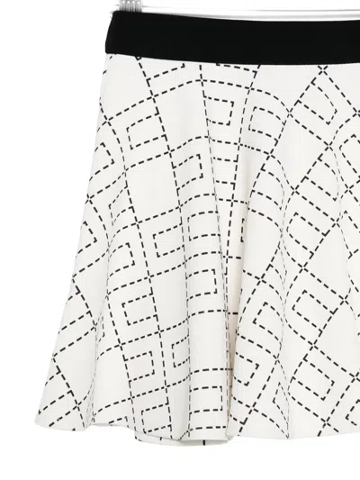 Elisabetta Franchi La Mia Bambina Monogram-print Flared Skirt In White