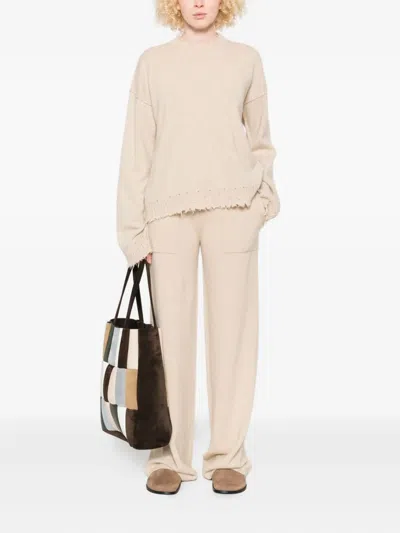 Uma Wang Cashmere Sweater With Fringed Hem In Neutral