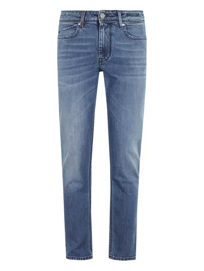 褪色直筒牛仔裤