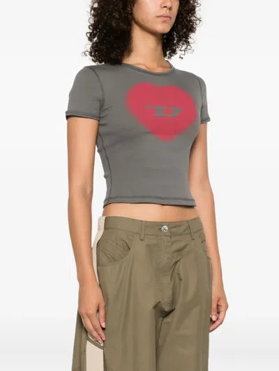 Diesel T-uncuties Heart Logo T-shirt In Gray