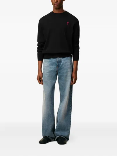 Ami Alexandre Mattiussi Pull Col Rond Ami Paris De Coeur In Black