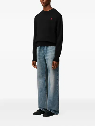 Ami Alexandre Mattiussi Pull Col Rond Ami Paris De Coeur In Black