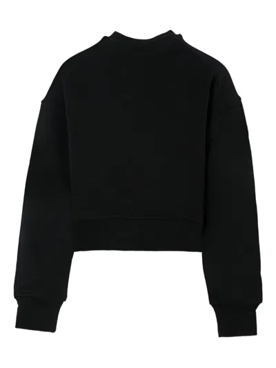 Msgm Leopard-print Logo Sweatshirt In Black
