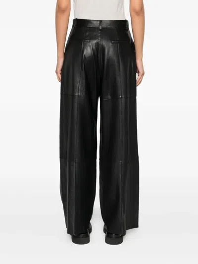 P.a.r.o.s.h Leather Straight-leg Trousers In Black
