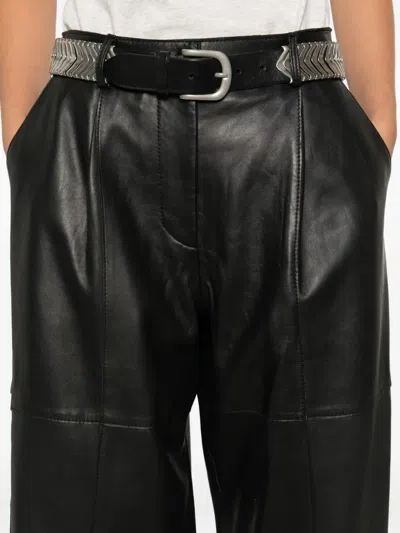 P.a.r.o.s.h Leather Straight-leg Trousers In Black