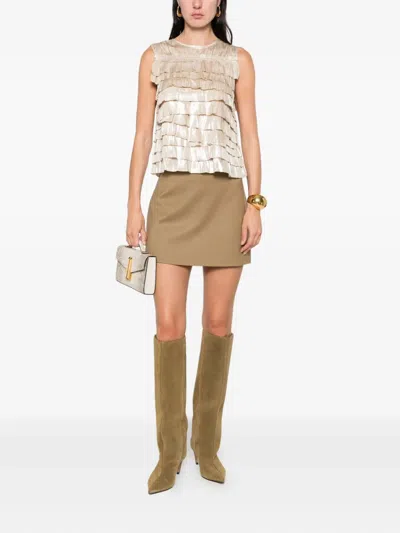 P.a.r.o.s.h Gabardine Skirt In Brown