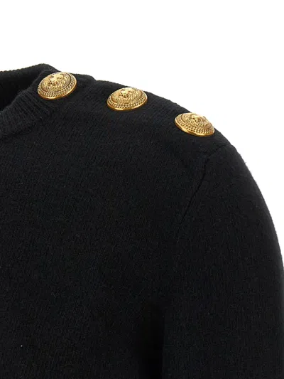 Balmain Eco-cashmere Button Sweater Sweaters And Cardigans Black In Black