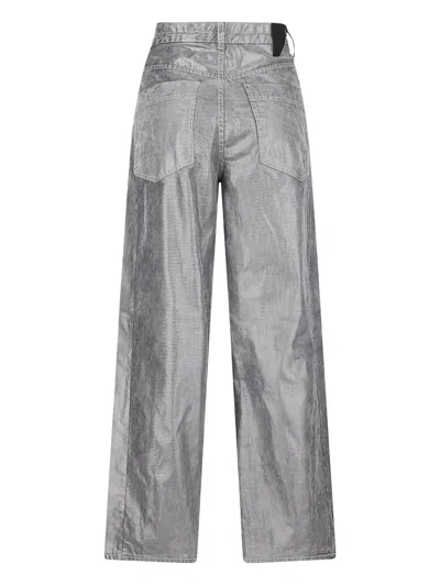 抽绳直筒牛仔裤