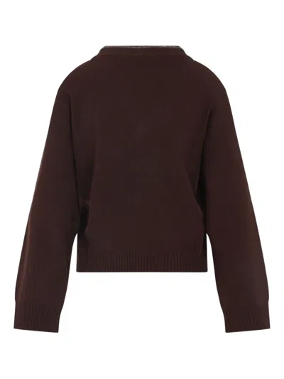 Fabiana Filippi Wool Silk Cashmere Blend V Neck Sweater In Brown
