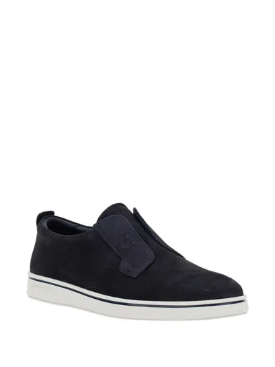 Ferragamo Navy Blue Laceless Sneakers