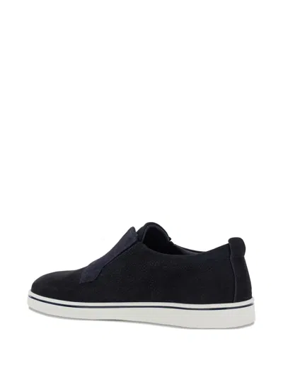Ferragamo Navy Blue Laceless Sneakers