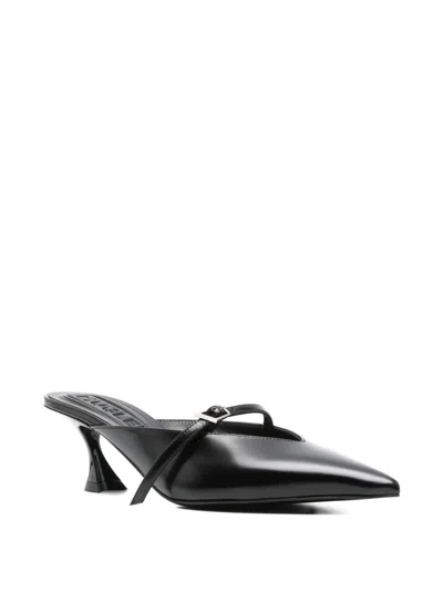 Mugler 70mm Pointed-toe Ribbon Mules In Black