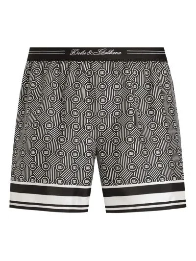 Dolce & Gabbana Logo-jacquard Patterned Boxers In Multi